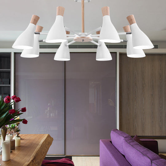Macaron Pendant Light: Bottle Shape Chandelier for Living Room - 8 Bulbs, Metal Finish