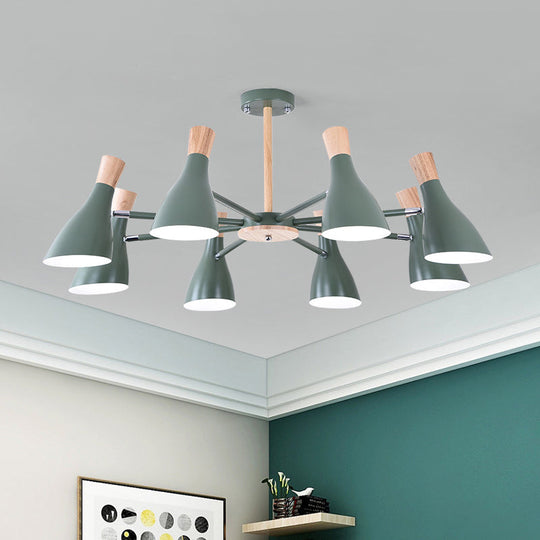Macaron Pendant Light: Bottle Shape Chandelier for Living Room - 8 Bulbs, Metal Finish
