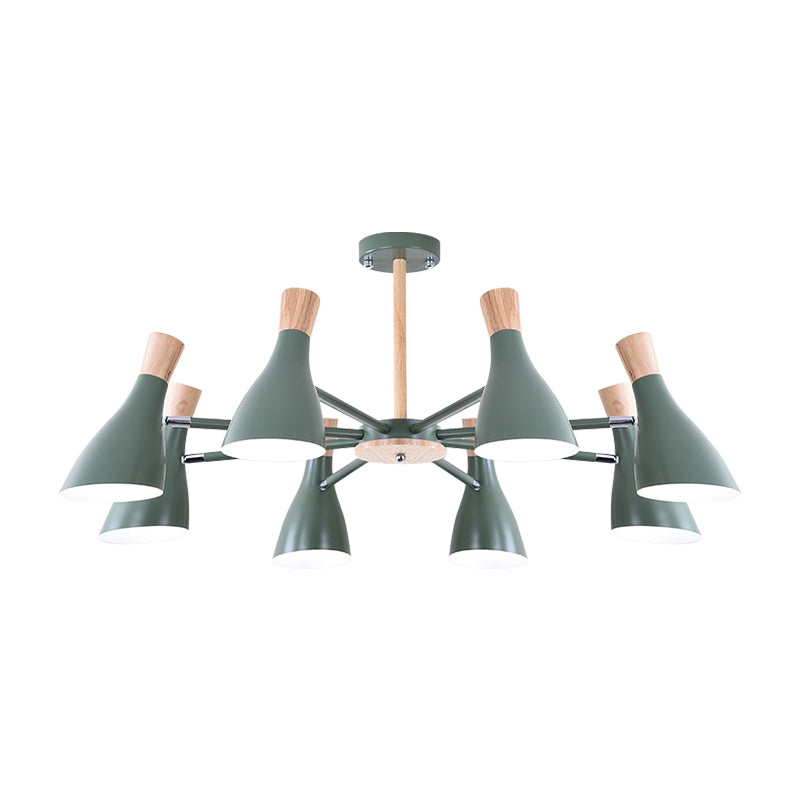 Macaron Pendant Light: Bottle Shape Chandelier for Living Room - 8 Bulbs, Metal Finish