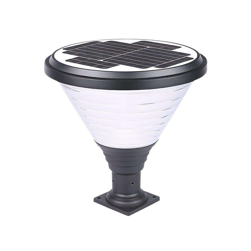 18.9-Inch Black Round Solar Pier Mount Post Light