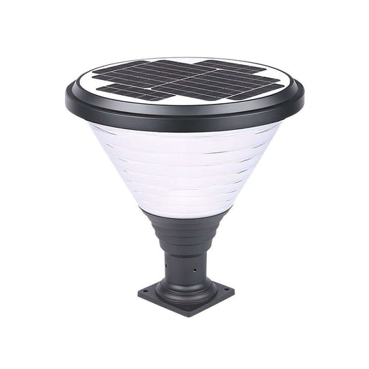 18.9-Inch Black Round Solar Pier Mount Post Light