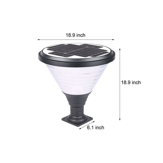 18.9-Inch Black Round Solar Pier Mount Post Light