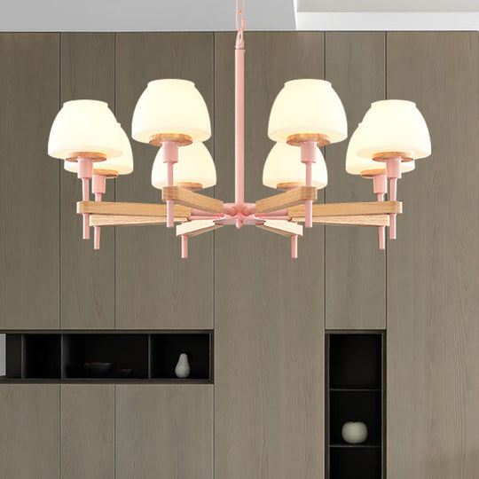 Children's Bedroom Hanging Lamp: Metal & Glass Chandelier with 6 Lights