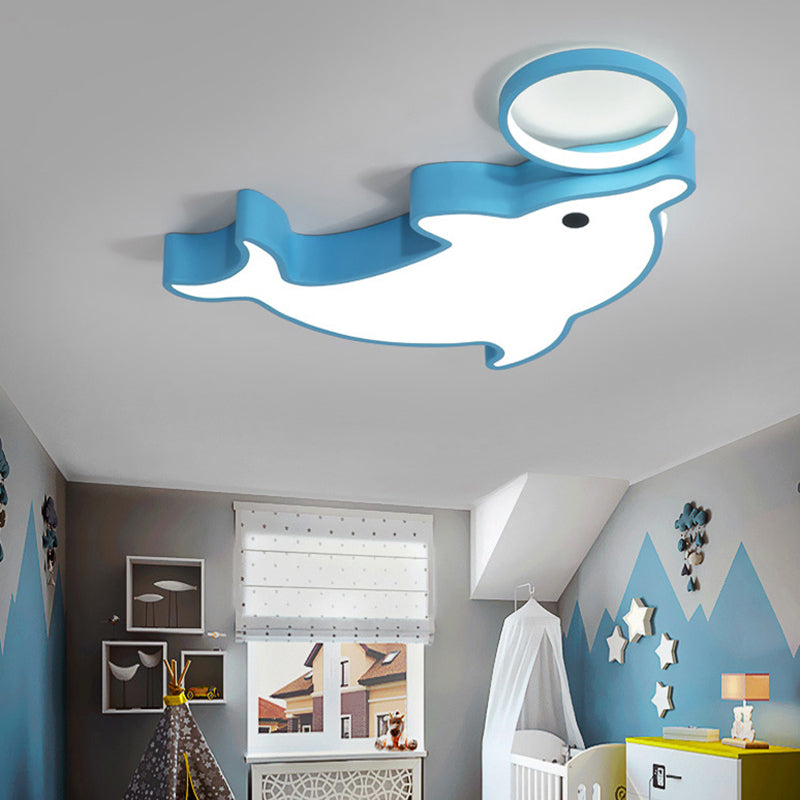 Modern Blue Flush Mount Ceiling Lamp for Baby Bedroom