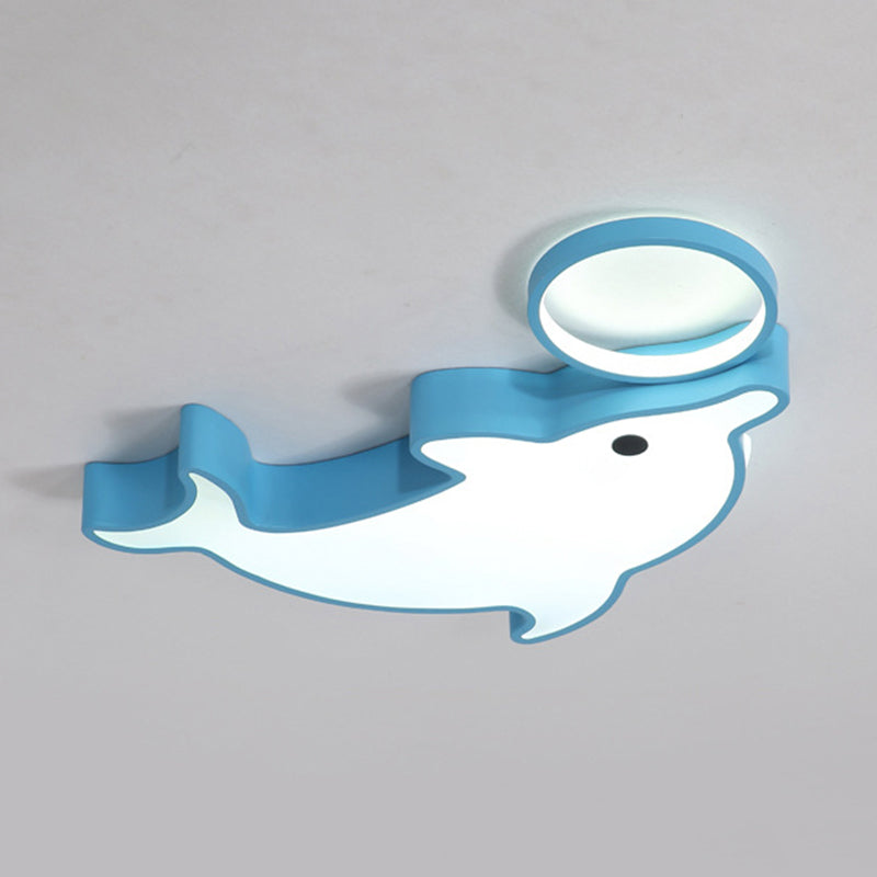 Modern Blue Flush Mount Ceiling Lamp for Baby Bedroom