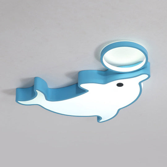 Modern Blue Flush Mount Ceiling Lamp for Baby Bedroom