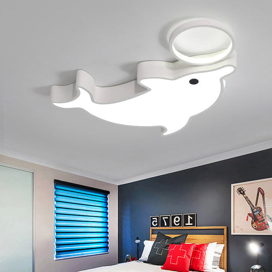 Modern Blue Flush Mount Ceiling Lamp for Baby Bedroom