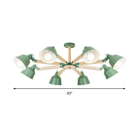 Macaron Multi-Head Metal Bucket Chandelier: Playful Hanging Light for Kindergarten