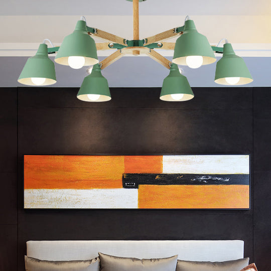 Macaron Multi-Head Metal Bucket Chandelier: Playful Hanging Light for Kindergarten