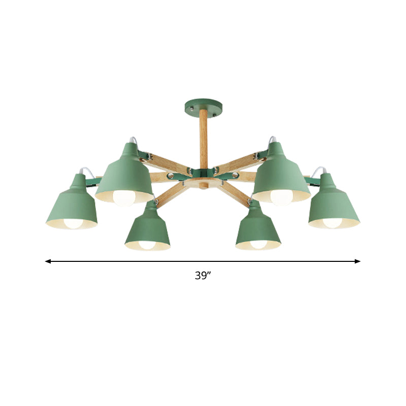 Macaron Multi-Head Metal Bucket Chandelier: Playful Hanging Light for Kindergarten