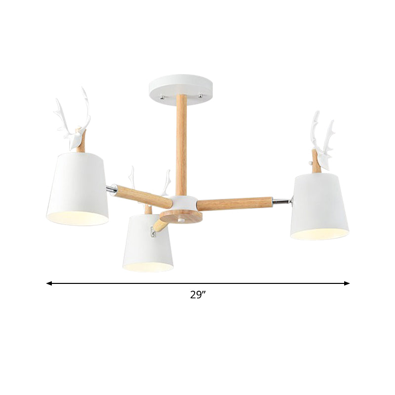 Kindergarten Animal Chandelier: Trapezoid Shade with Antlers, Metal Hanging Light