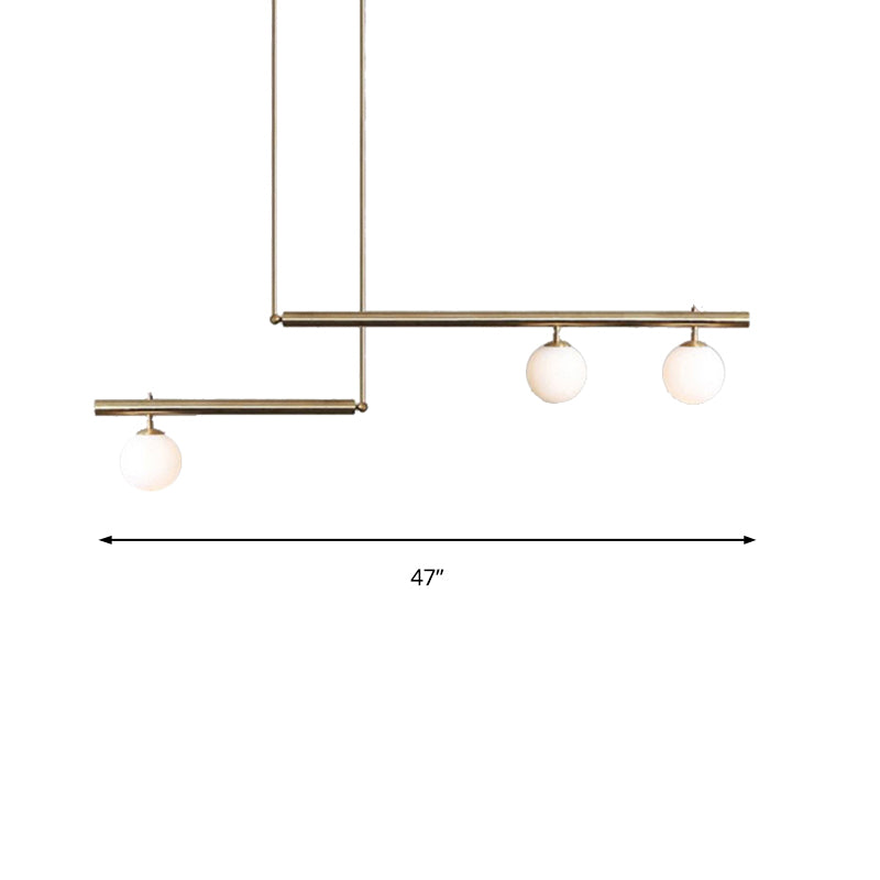 Modern Brass Pendant Light with Orbit Shade: Linear Office Chandelier (3/6/7 Lights)
