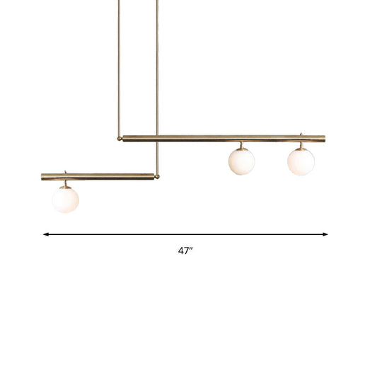 Modern Brass Pendant Light with Orbit Shade: Linear Office Chandelier (3/6/7 Lights)
