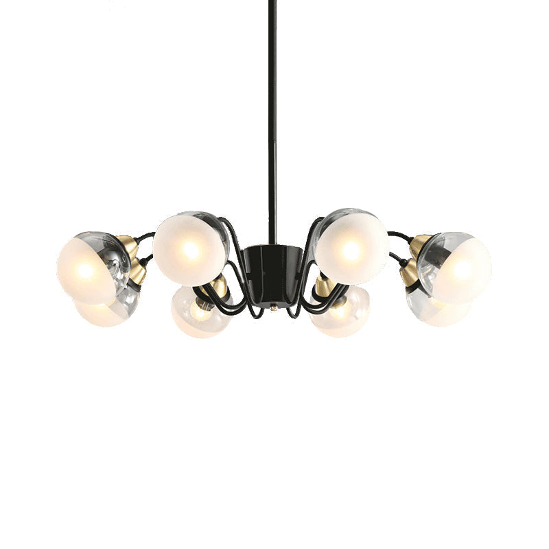 Modern Black Multi-Head Glass and Metal Chandelier - Stylish Pendant Light for Study Room or Kitchen