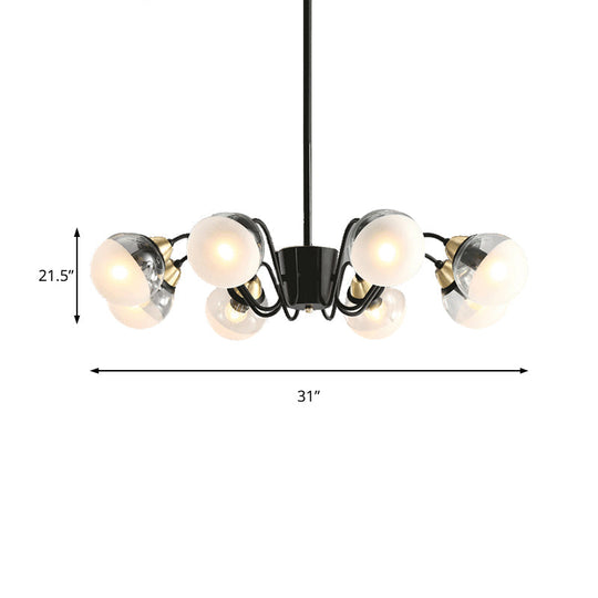 Modern Black Multi-Head Glass and Metal Chandelier - Stylish Pendant Light for Study Room or Kitchen