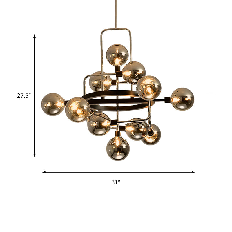 Contemporary Pendant Chandelier with Amber/Smoke/White Glass - Orbit Restaurant Study Room Lighting
