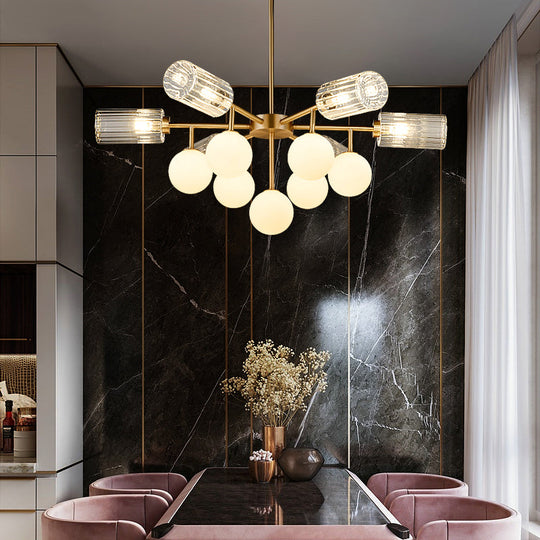 Elegant Brass Chandelier Light - Hanging G4 & G9 Glass - 13 Lights - Living Room Lighting