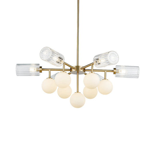 Elegant Brass Chandelier Light - Hanging G4 & G9 Glass - 13 Lights - Living Room Lighting