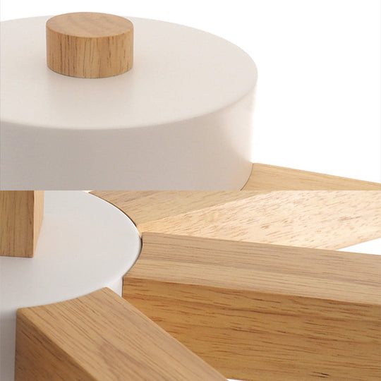 Modern Wood Cylindrical Kid's Bedroom Pendant Light with Shade - Ceiling Chandelier