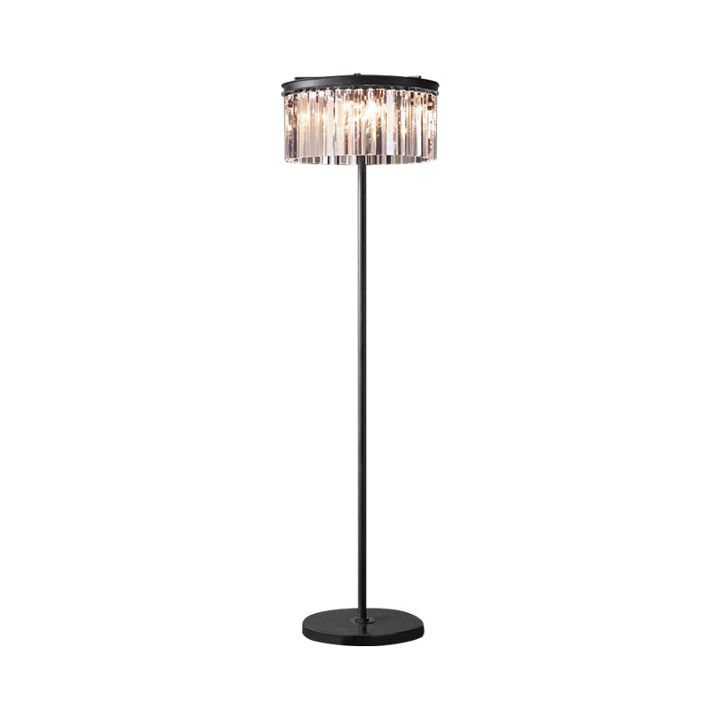 Rustic 5-Bulb Crystal Block Floor Light in Black for Living Room