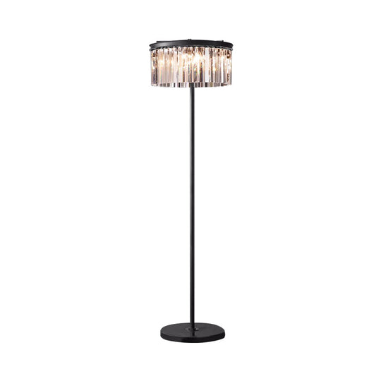Rustic 5-Bulb Crystal Block Floor Light in Black for Living Room