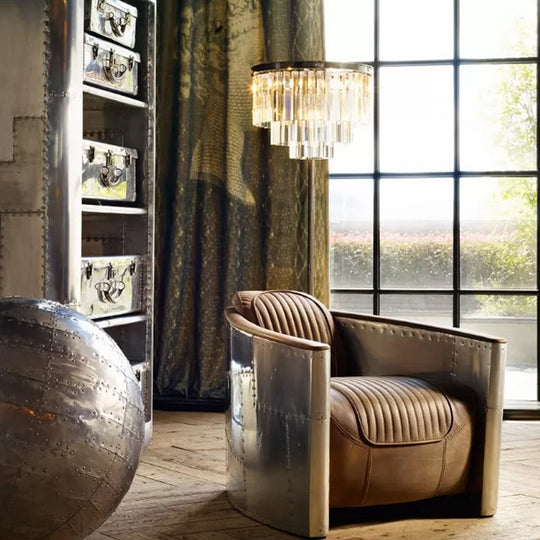 Rustic 5-Bulb Crystal Block Floor Light in Black for Living Room