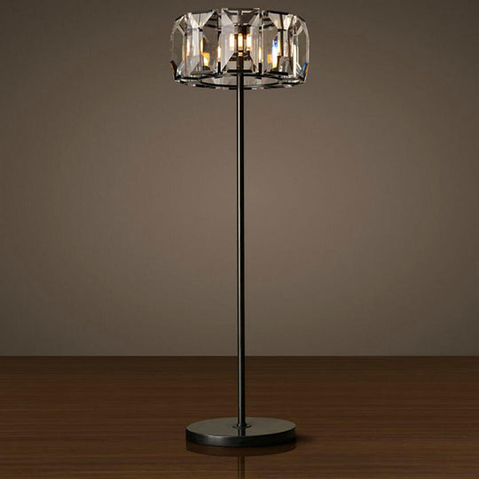 Minimalist Black LED Crystal Floor Lamp for Living Room