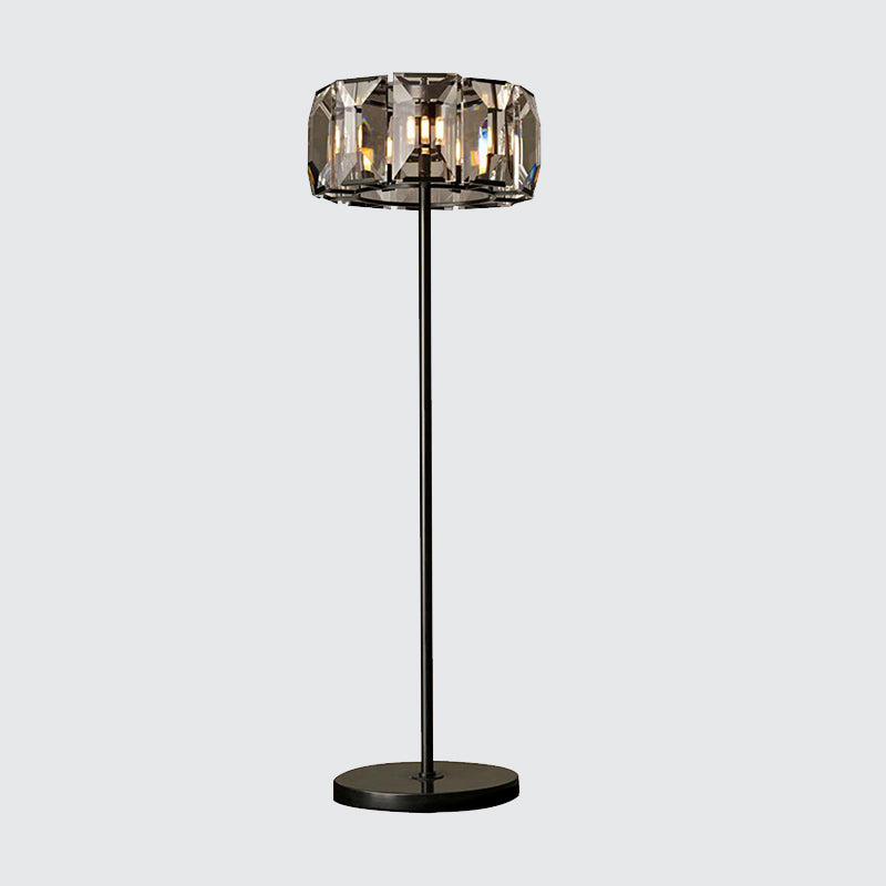 Minimalist Black LED Crystal Floor Lamp for Living Room