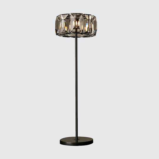Minimalist Black LED Crystal Floor Lamp for Living Room