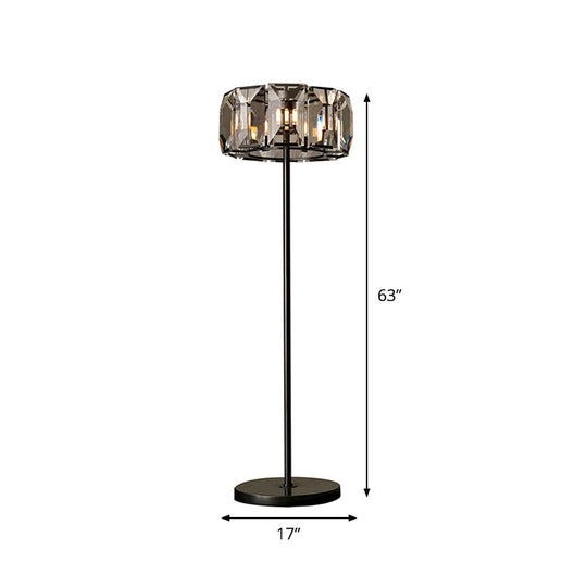 Minimalist Black LED Crystal Floor Lamp for Living Room