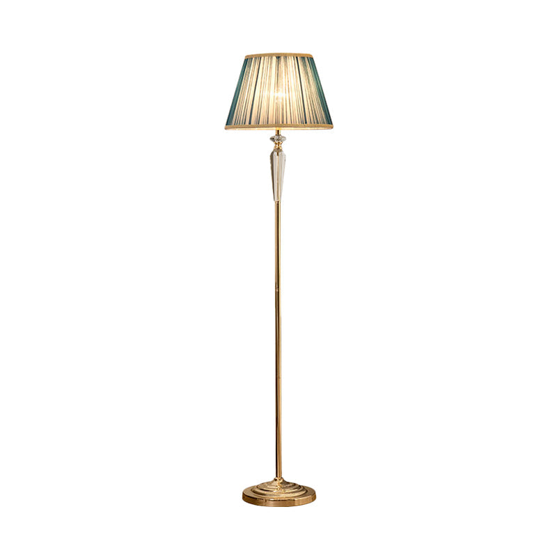 Minimal Beige/Light Purple/Royal Blue Fabric Floor Lamp with Crystal Accent - Ideal for Living Room