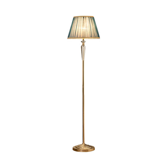 Minimal Beige/Light Purple/Royal Blue Fabric Floor Lamp with Crystal Accent - Ideal for Living Room