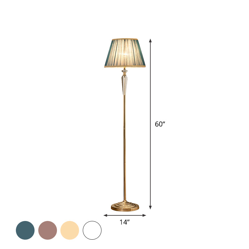 Minimal Beige/Light Purple/Royal Blue Fabric Floor Lamp with Crystal Accent - Ideal for Living Room