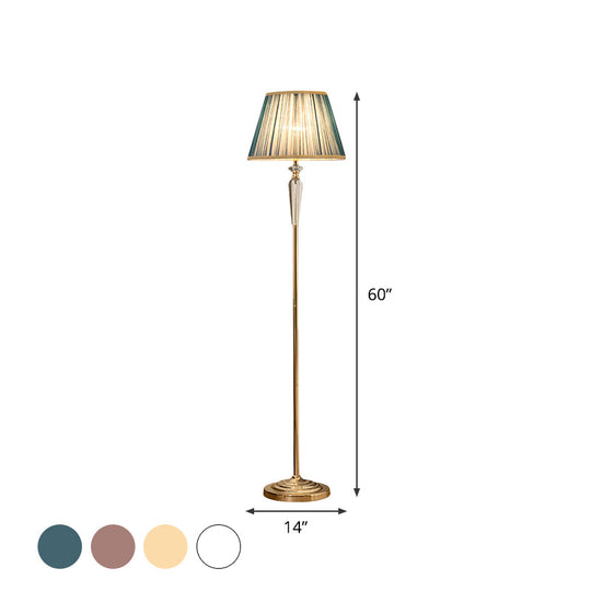 Minimal Beige/Light Purple/Royal Blue Fabric Floor Lamp with Crystal Accent - Ideal for Living Room
