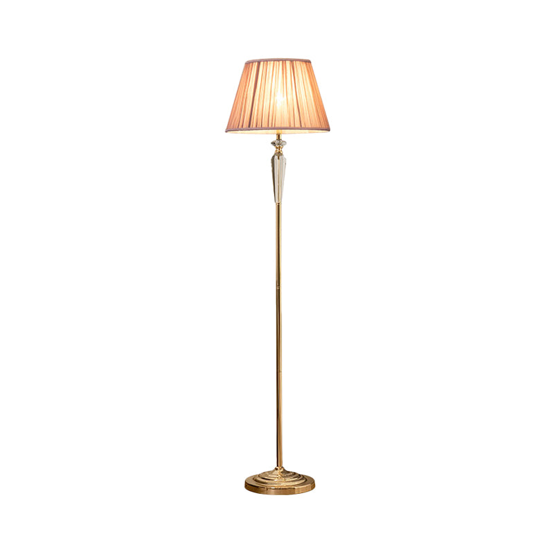 Minimal Beige/Light Purple/Royal Blue Fabric Floor Lamp with Crystal Accent - Ideal for Living Room