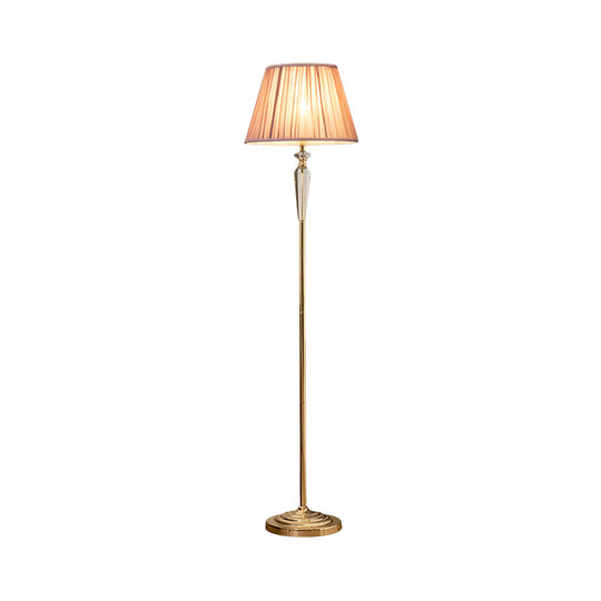 Minimal Beige/Light Purple/Royal Blue Fabric Floor Lamp with Crystal Accent - Ideal for Living Room