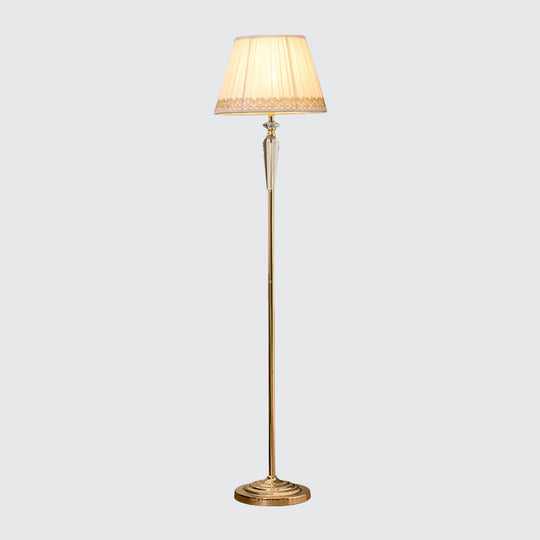 Minimal Beige/Light Purple/Royal Blue Fabric Floor Lamp with Crystal Accent - Ideal for Living Room