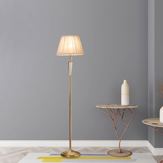 Minimal Beige/Light Purple/Royal Blue Fabric Floor Lamp with Crystal Accent - Ideal for Living Room