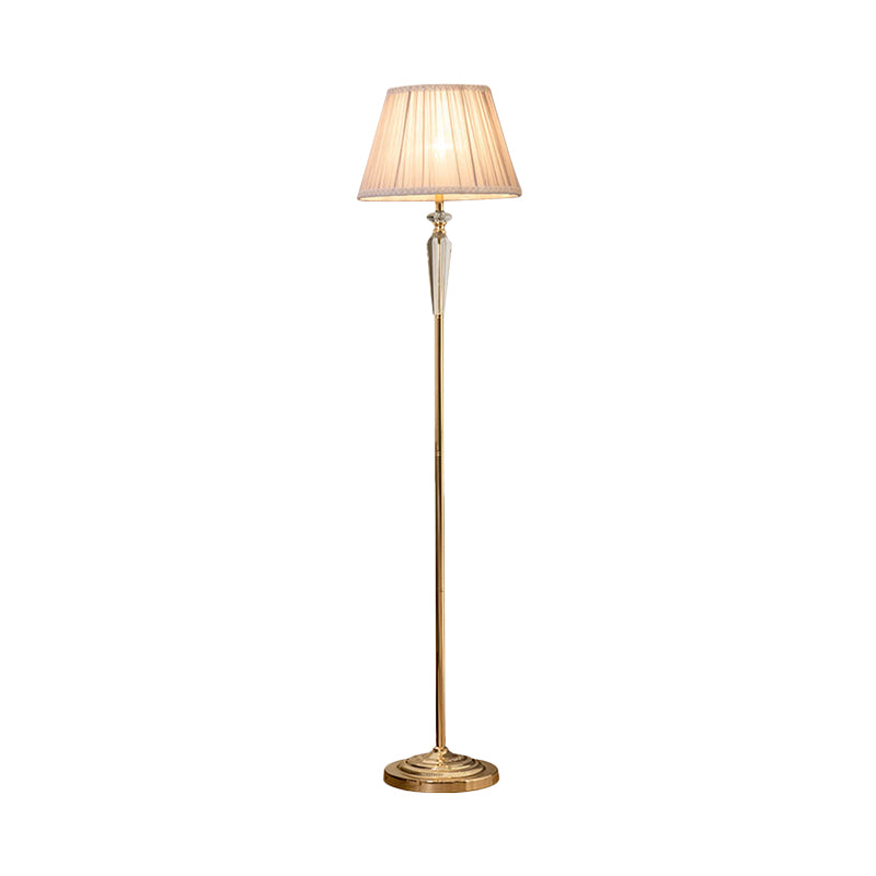 Minimal Beige/Light Purple/Royal Blue Fabric Floor Lamp with Crystal Accent - Ideal for Living Room