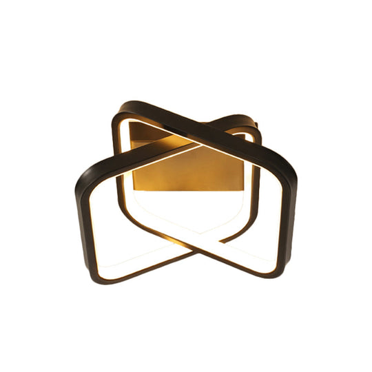 Modern Black LED Flush Mount Ceiling Lamp for Corridor - Double Rectangle Design with Aluminum Finish