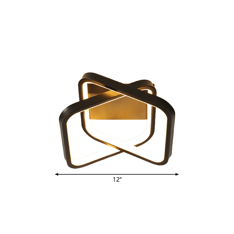 Modern Black LED Flush Mount Ceiling Lamp for Corridor - Double Rectangle Design with Aluminum Finish