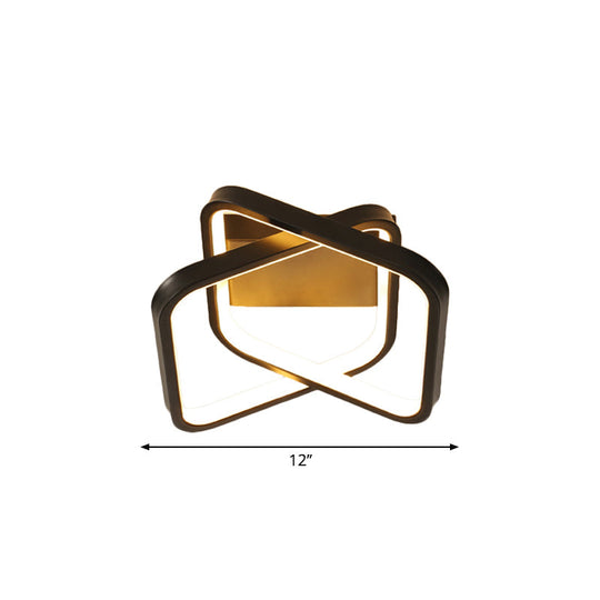 Modern Black LED Flush Mount Ceiling Lamp for Corridor - Double Rectangle Design with Aluminum Finish