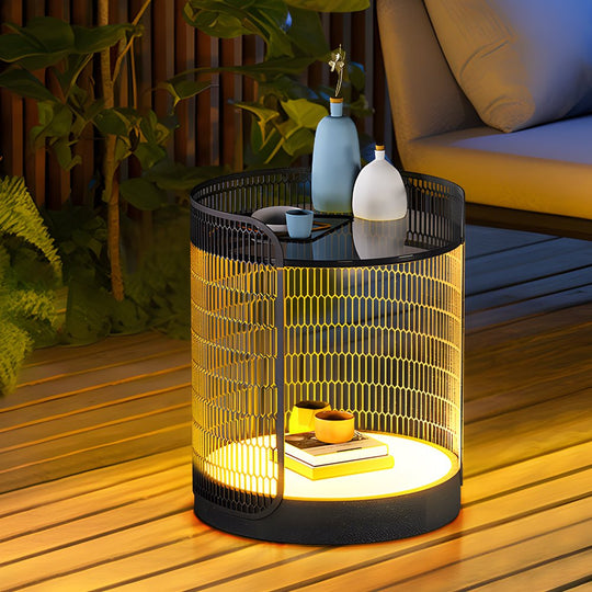 19 Inch LED Mesh Outdoor Floor Lamp with Table
