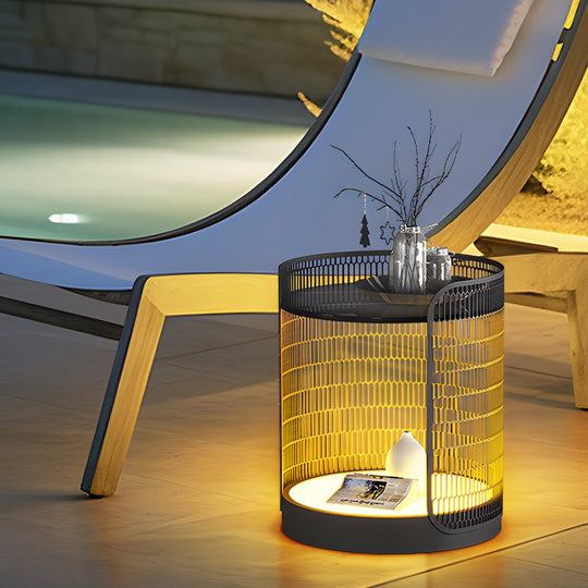 19 Inch LED Mesh Outdoor Floor Lamp with Table