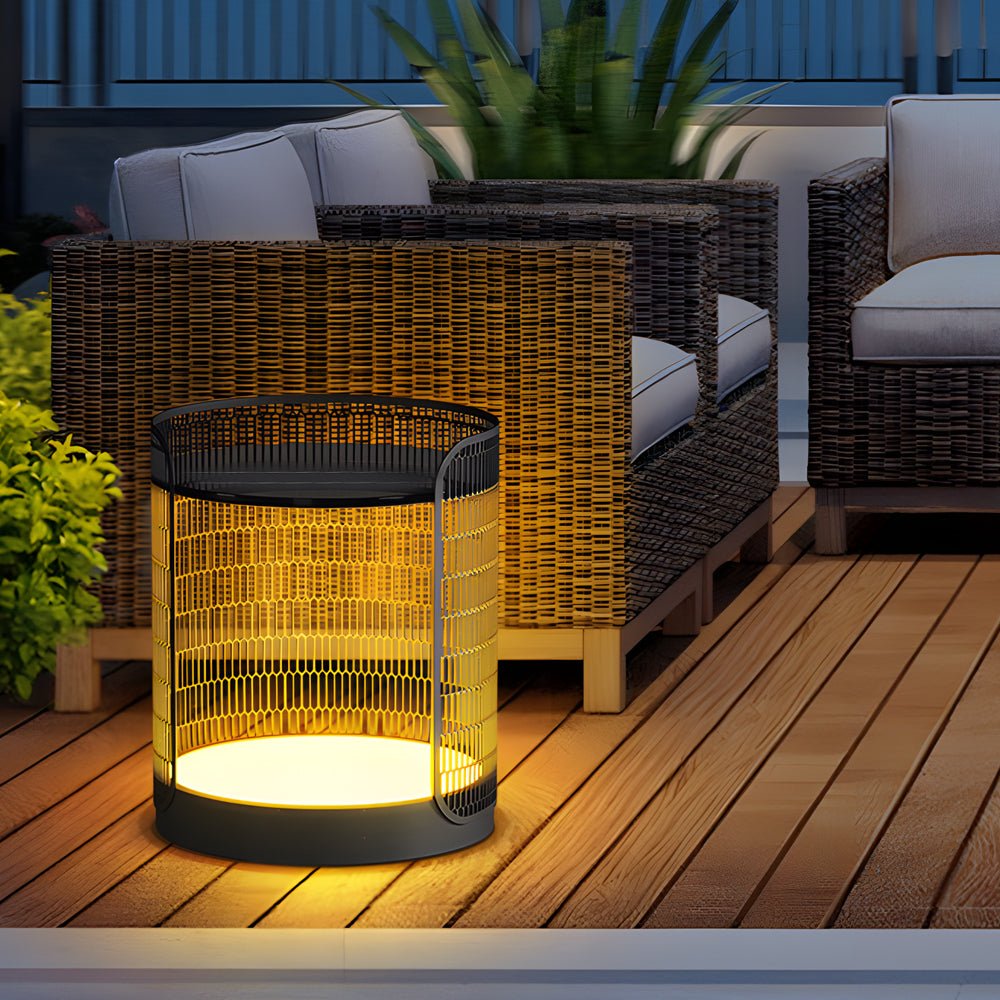 19 Inch LED Mesh Outdoor Floor Lamp with Table