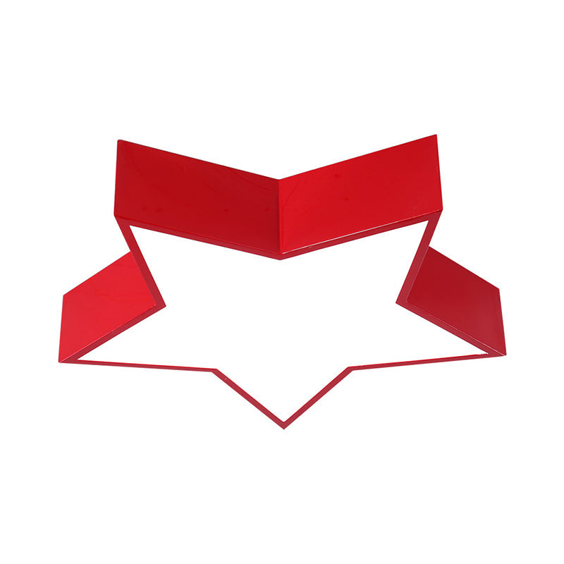 Kids LED Flush Mount Lamp - Five-Pointed Star Design in White/Red/Blue - Ceiling Lighting Fixture