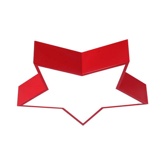 Kids LED Flush Mount Lamp - Five-Pointed Star Design in White/Red/Blue - Ceiling Lighting Fixture