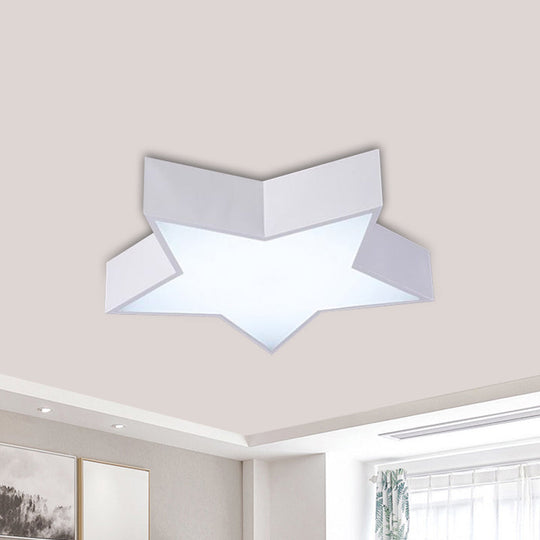 Kids LED Flush Mount Lamp - Five-Pointed Star Design in White/Red/Blue - Ceiling Lighting Fixture