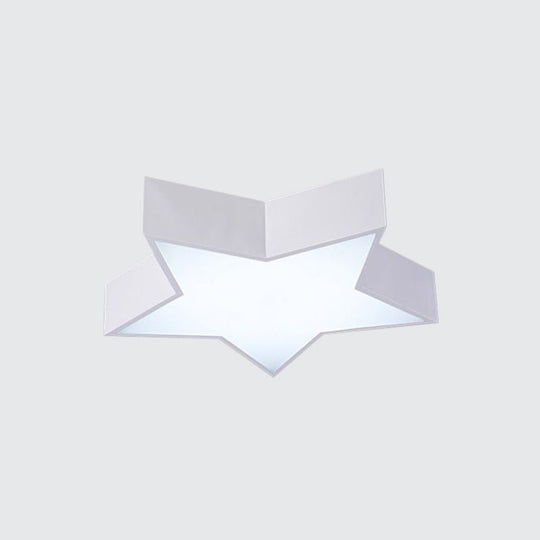 Kids LED Flush Mount Lamp - Five-Pointed Star Design in White/Red/Blue - Ceiling Lighting Fixture