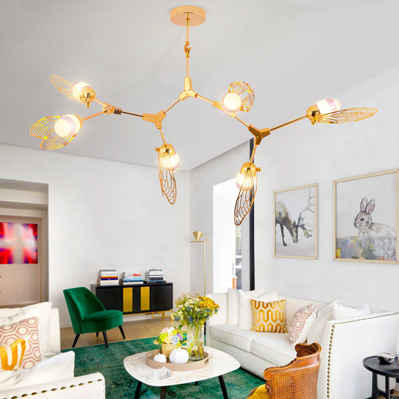 Butterfly Chandelier Pendant Light - Romantic Metallic Gold Finish for Dining Table